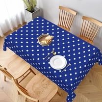 Blue Polka Dots Rectangle Table Cloth Soft Washable Oblong Tablecloth Covers for Kitchen & Table Linens 60" x 102"
