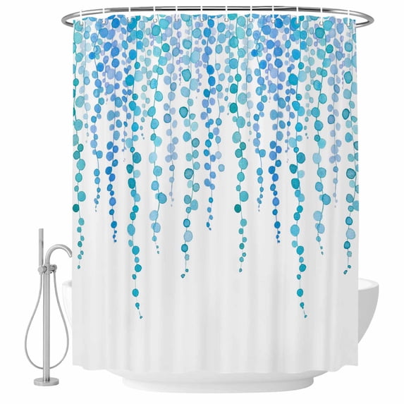 Blue Polka Dots Shower Curtain, Waterproof Shower Curtains for Bathroom, Watercolor Abstract Art Retro Washable Fabric Bathtub Curtain Set Bath Decor with 12 Hooks Extra Long 72"x96"