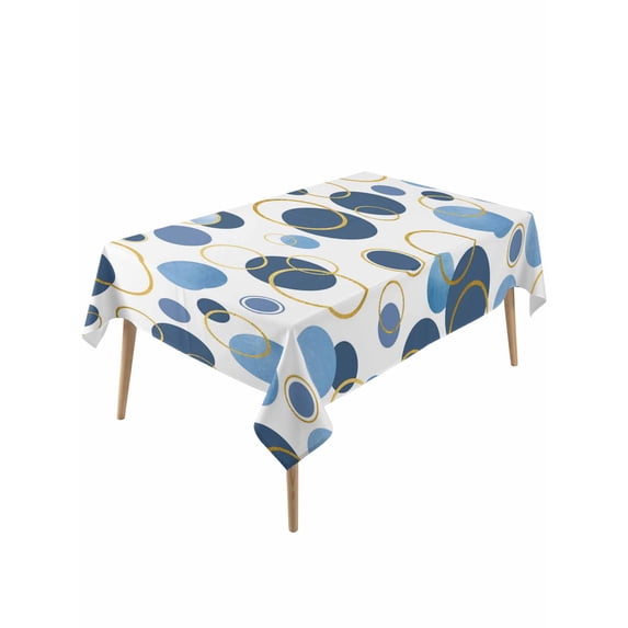 Blue Polka Dots Table Cloth, Waterproof Tablecloth for Rectangle Tables ...