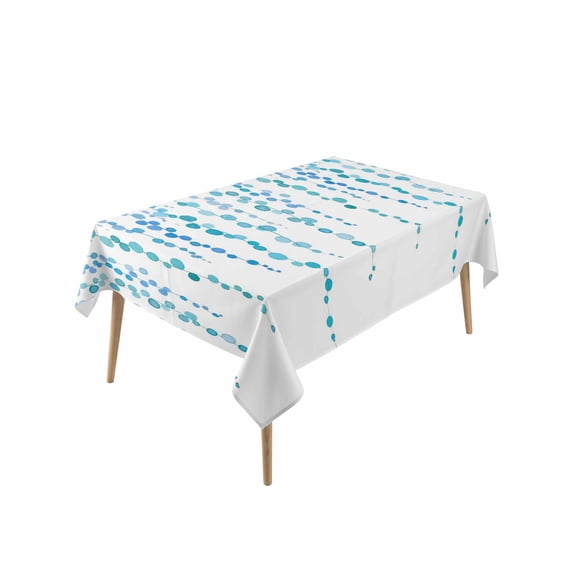 Blue Polka Dots Table Cloth, Waterproof Tablecloth for Rectangle Tables, Watercolor Abstract Art Retro Reusable Washable Fabric Table Cover for Restaurant Kitchen Dining Tables 60"x120"