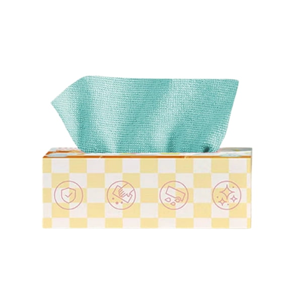 Blue Polyester-Nylon Blend Thickened Kitchen Cloth - OUHEY Style 7.87x7.87in 20 Sheets Boxed Washable Dishcloth, Dry & Wet Dual-Use Pull-Out Cloth for Kitchen & Home Cleaning, 1pack