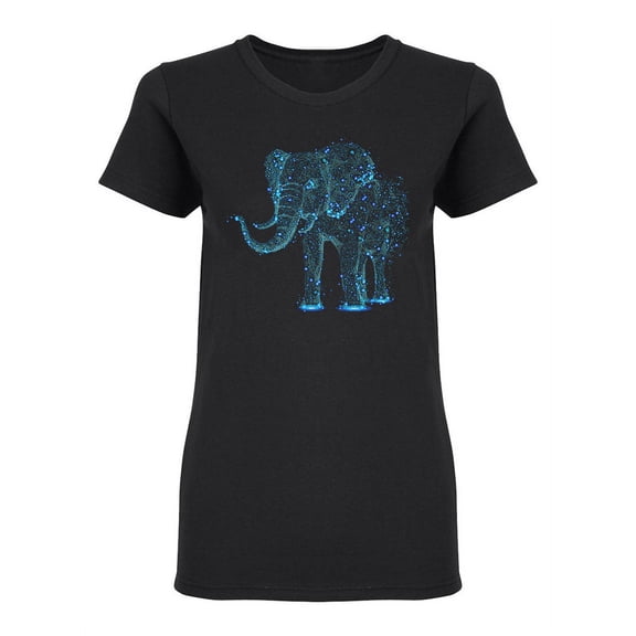 Blue Polygonal Elephant Shaped T-Shirt Women -Image by Shutterstock, Female Small