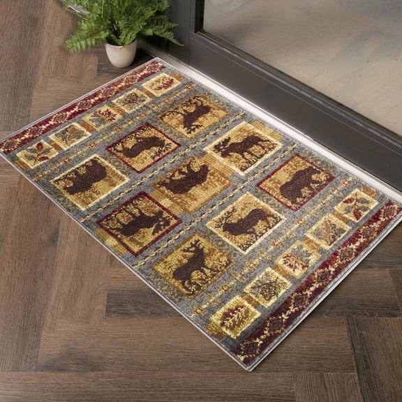 Blue Polypropylene Stain- Area Rug 2x3 Ft. For Workshop Lodge Modern Living Rooms