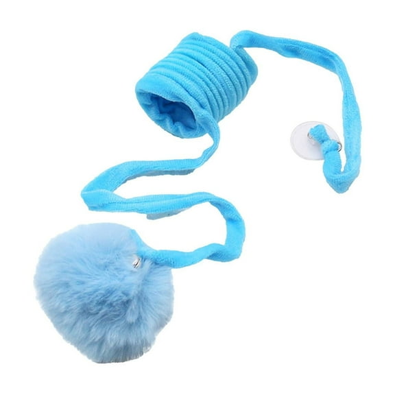Blue Pom Pom Cat Toy With Bells, Hanging Design For Stimulation And Fun, Durable Material