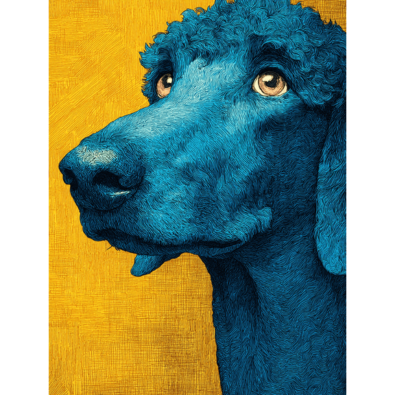 Blue Poodle Dog Canvas Wall Art, Cute Pet Illustration Print, Dog Lover Gift Living Room Decor