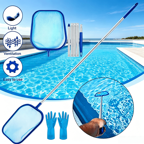 Blue Pool Leaf Skimmer Net with 5-Section Adjustable Aluminum Pole,Pool Skimmer Net,Ultra-Fine Mesh Netting for Pools,Spas,And Ponds