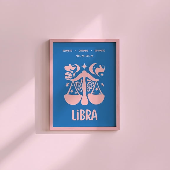 Blue Pop Libra Zodiac Astrology Apartment Decor Wall Art