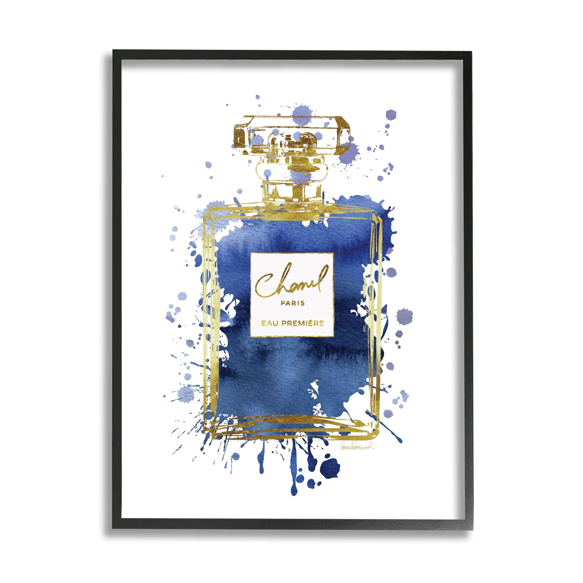 Blue and Gold Abstract Fragrance Bottle Canvas Print