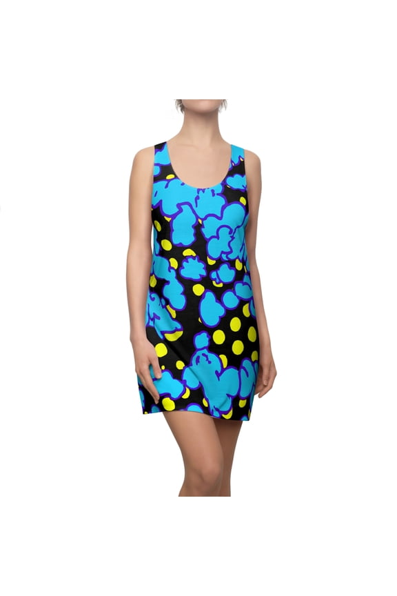 Blue Popcorn - AI Art - Women's Cut & Sew Racerback Dress