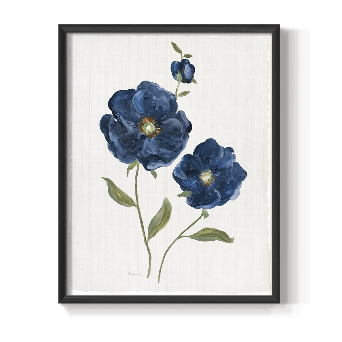 Blue Poppies Framed Print in Black Solid Wood Framed Print No Nail Hanging