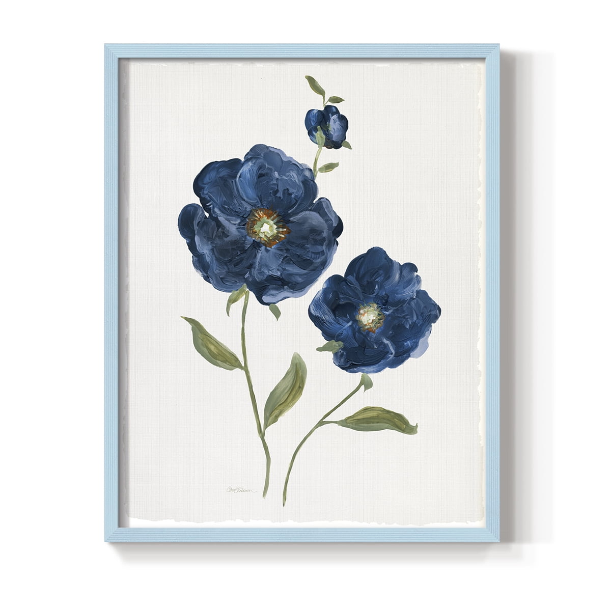 Blue Poppies Framed Print in Blue Solid Wood Framed Print No Nail ...