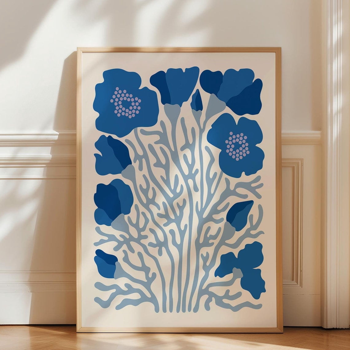 Blue Poppies Wall Art Print, Botanical Flower Market Decor - Walmart.com