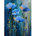 thumbnail image 1 of Blue Poppy Floral Canvas Print, Wall Art Decor for Living Room, Bedroom, Dining Room, Hallway, Office, 1 of 8