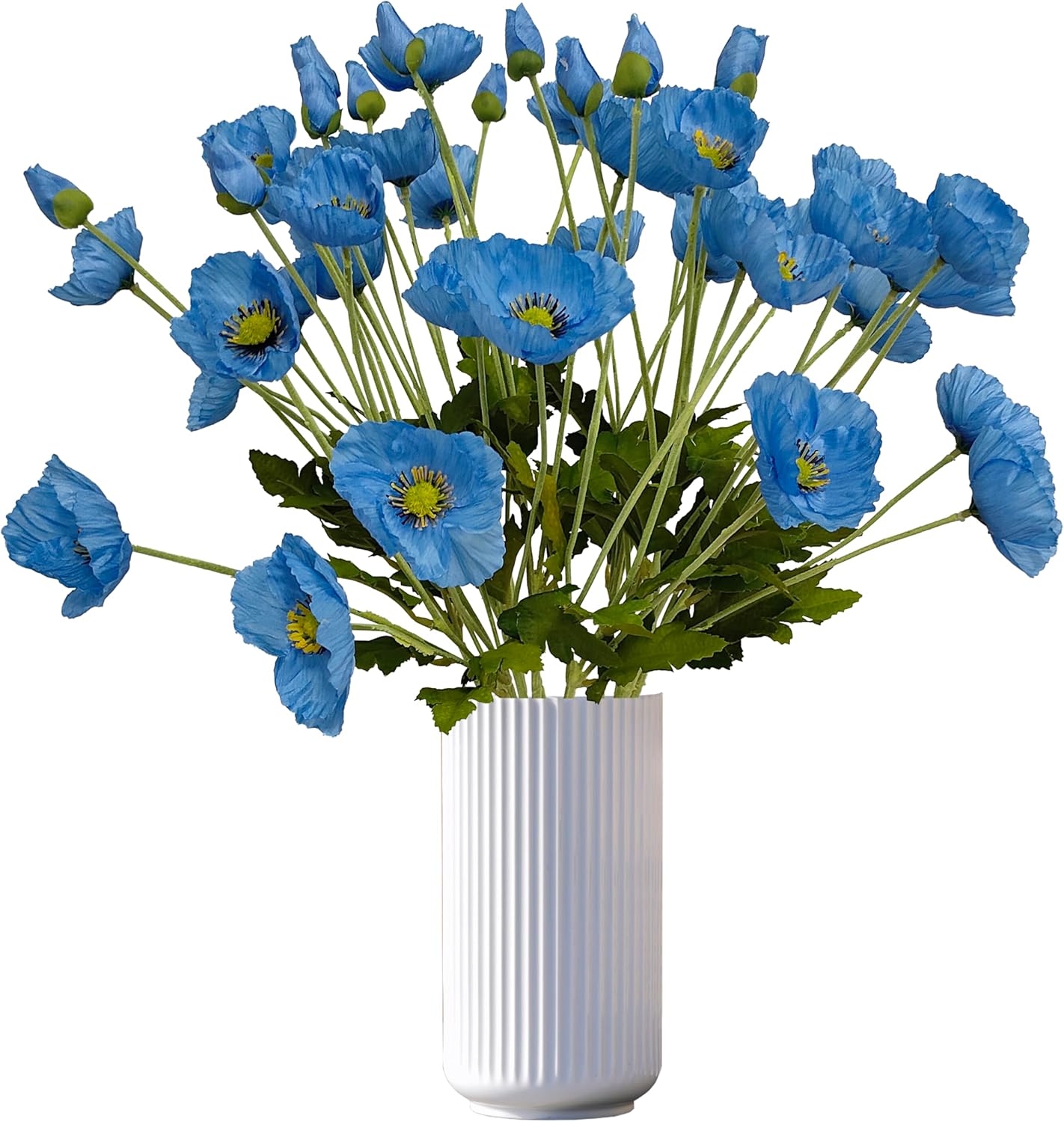 Blue Poppy Flowers Artificial for Wedding Decorations,12 Pcs Fake Faux Silk Poppies Bulk for Home Decor Table Centerpieces Floral Arrangement(23.5‘’, Blue)