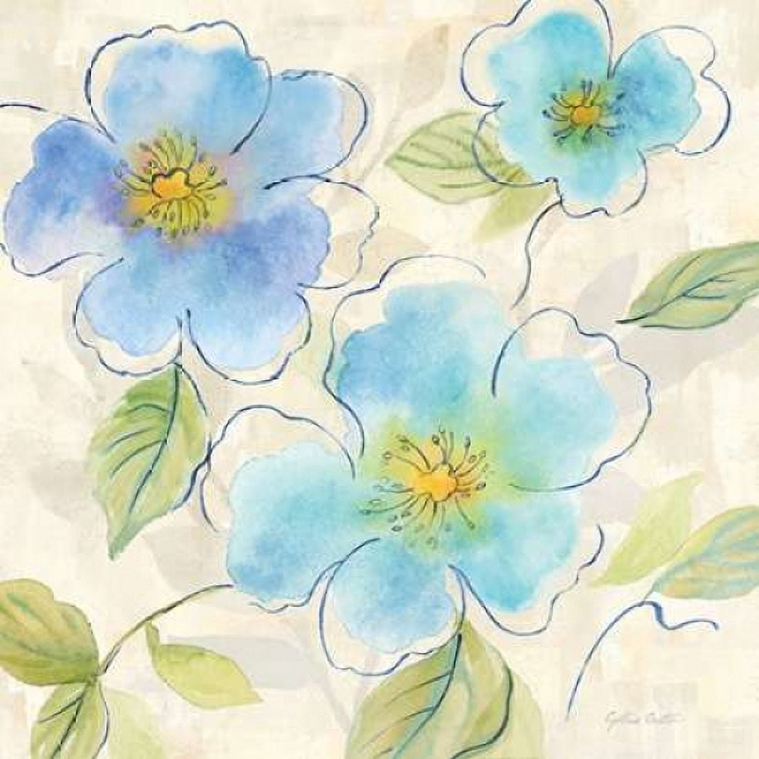 Blue Poppy Garden I Canvas Art - Cynthia Coulter (24 x 24)