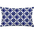 thumbnail image 1 of Blue Porcelain Floral Pillow Cases Vintage Home Decor Portugal Cerematic Tiles Decorative Throw Pillow Cushion Cover Cotton Linen Rectangular 12x20 Inch Pillow Shams for Sofa Couch, 1 of 6