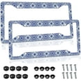 thumbnail image 1 of Blue and  Porcelain License Plate Frame 2 Pack  Car Accessories Flower License Plate Frame for Standard U.S. Canada Vehicles Size 12.3 x 6.3 Inch 4 Holes, 1 of 14