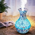 thumbnail image 1 of Blue Porcelain Vase Humidifier with Colorful LED Light, Mini USB Aroma Diffuser for Desk, Quiet Cool Mist Humidifier with Timer Function for Bedroom Office and Decorative Use, 1 of 7