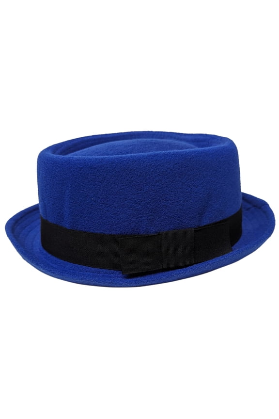 Blue Porkpie Pork Pie Upturn Short Brim Wool Blend Hat