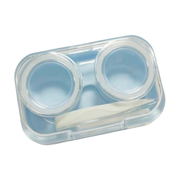 Blue Portable Compact Contact Lens Storage Case With Integrated Accessory Holder For Daily Use And Travel Organization