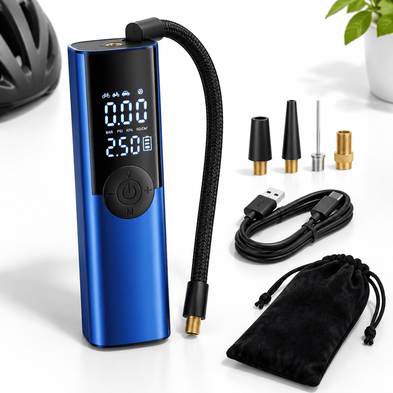 Blue Portable Cordless Tire Inflator for Car, Bike, and Inflatables ...