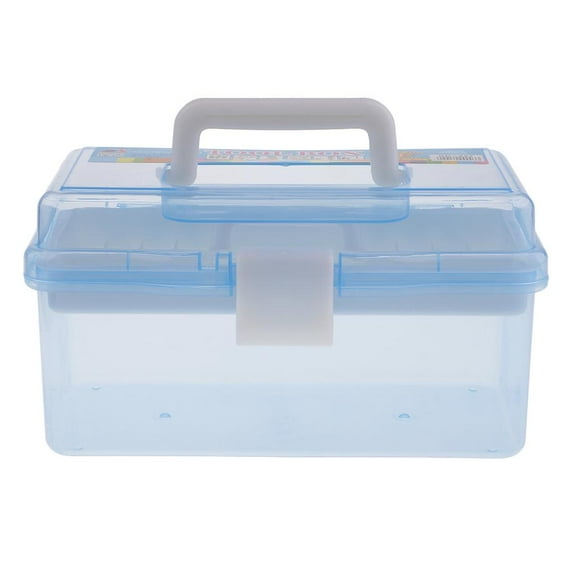 Blue Portable First Aid Box Organizer, Multipurpose Sewing Box, Tool Box, Crafts and Supplies Storage Case with Handle and Removable Tray