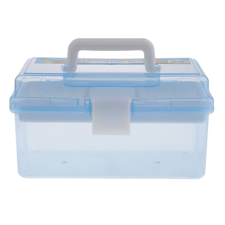 MyGift Clear Blue Multipurpose First Aid, Arts & Craft Supply Case/Storage Container Box w/Removable Tray