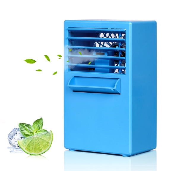 Blue Portable Mini Air Cooler, 3-Speed Evaporative Air Conditioner Fan with Humidification Function for Home Office