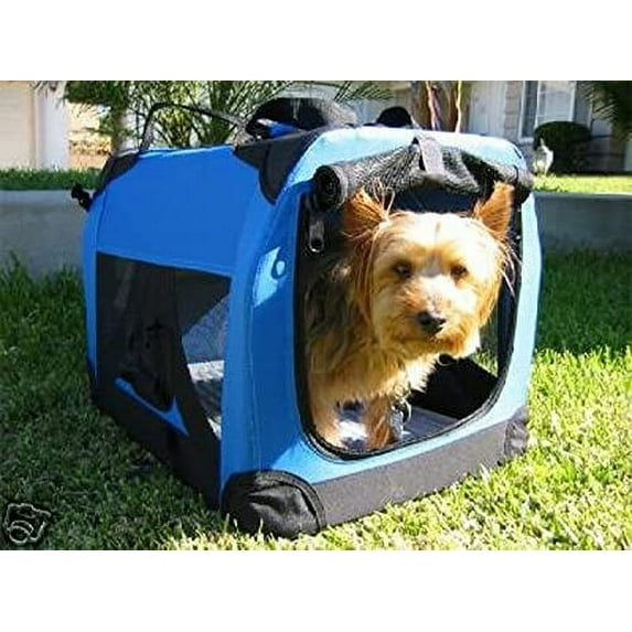 Blue Portable Soft Pet Travel Veterinary Carrier or Crate or Kennel for Dog, Cat, or Other Small Pets. Great for Travel, Indoor, and Outdoor