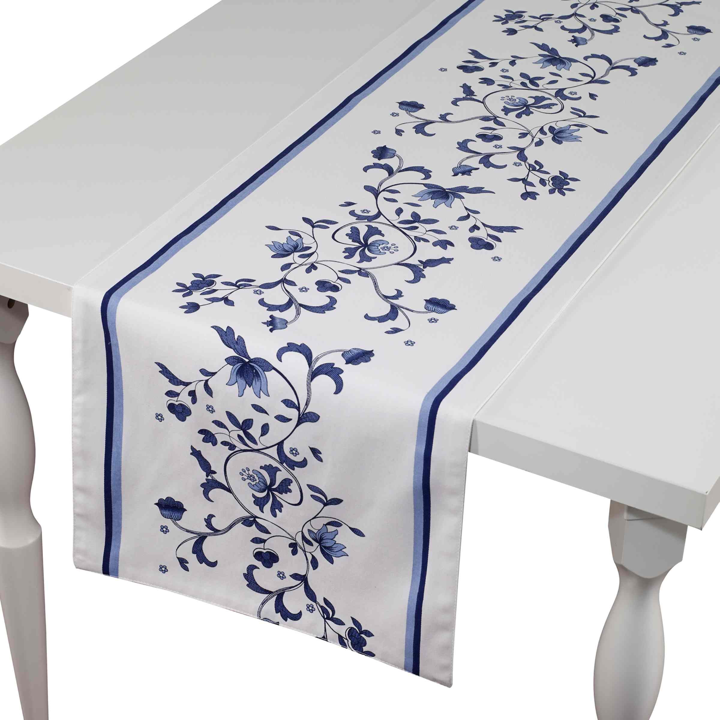 Blue and White Floral Cotton Blend Placemats Set of 4