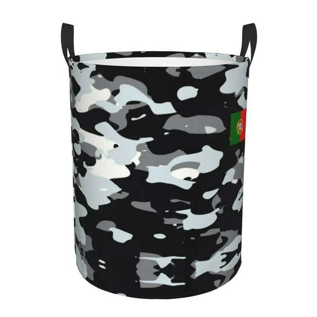 Blue Portuguese Tile Laundry Basket Foldable Portugal Azulejo Flower Clothes Toy Hamper Storage