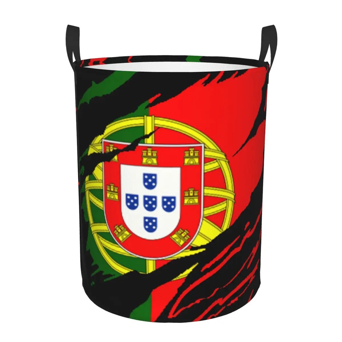 Blue Portuguese Tile Laundry Basket Foldable Portugal Azulejo Flower Clothes Toy Hamper Storage