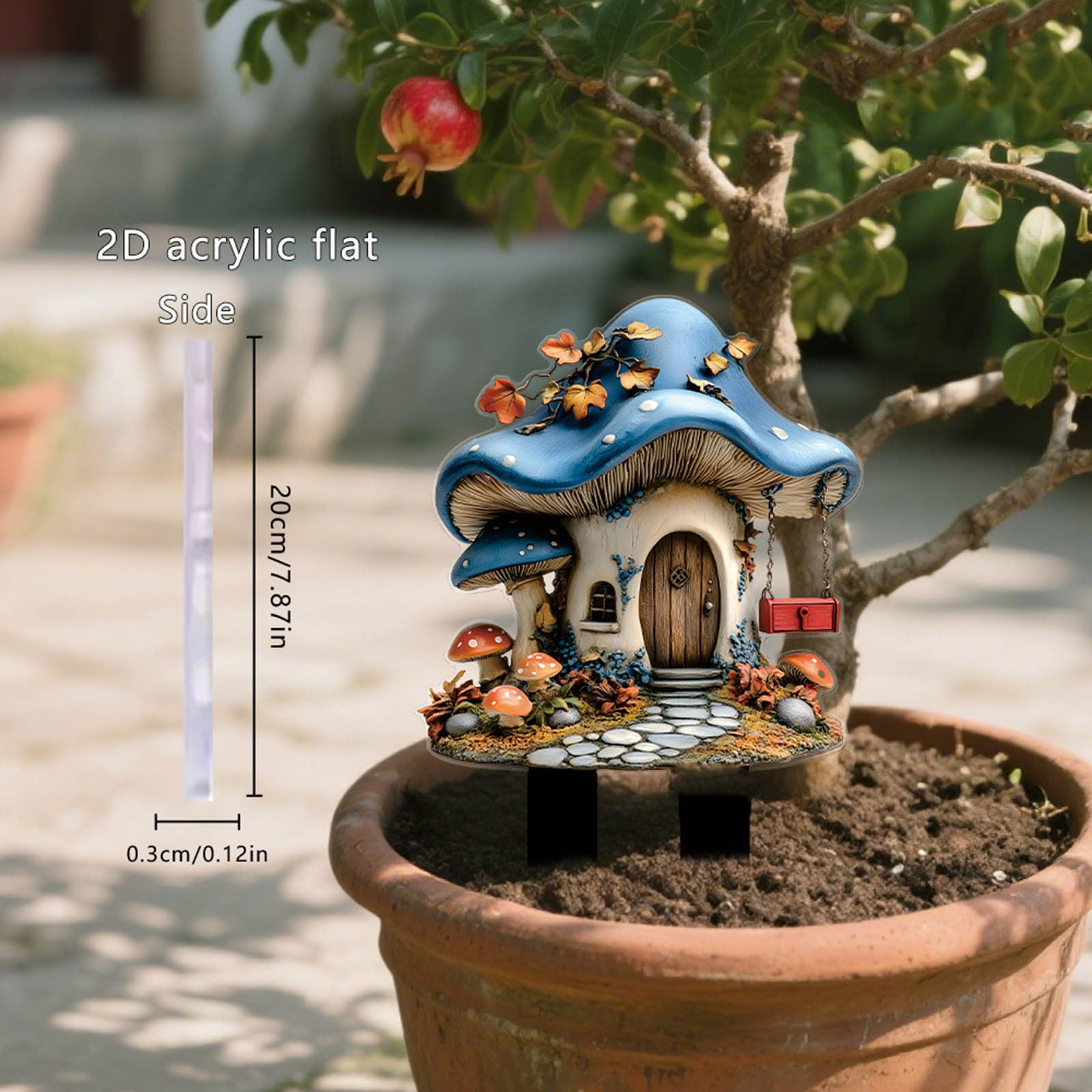 Blue Potted Plant Garden Stake, 1 Count, 7.9 x 5.0 Inch, Acrylic 2D ...