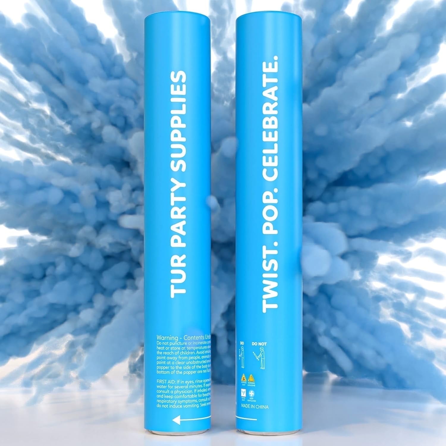 Powder Popper Blue TUR Blue Powder Cannons 2 Pack - 12 Inch Biodegradable Smoke Bomb ...