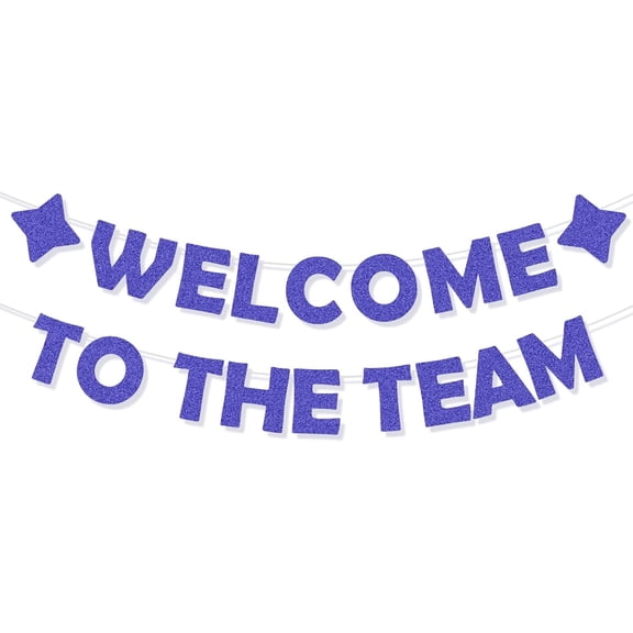 Blue Pre-Introduction Welcome Banner to Join the Team, Welcome Gifts Decorations Supplies for New Employees, Glitter Celebrate Banner Decorations No DIY for Party