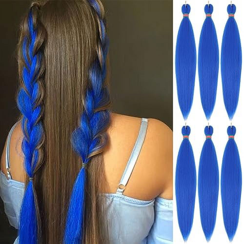 Blue Pre stretched Braiding Hair 6 Packs Pre feathered Braid Hair