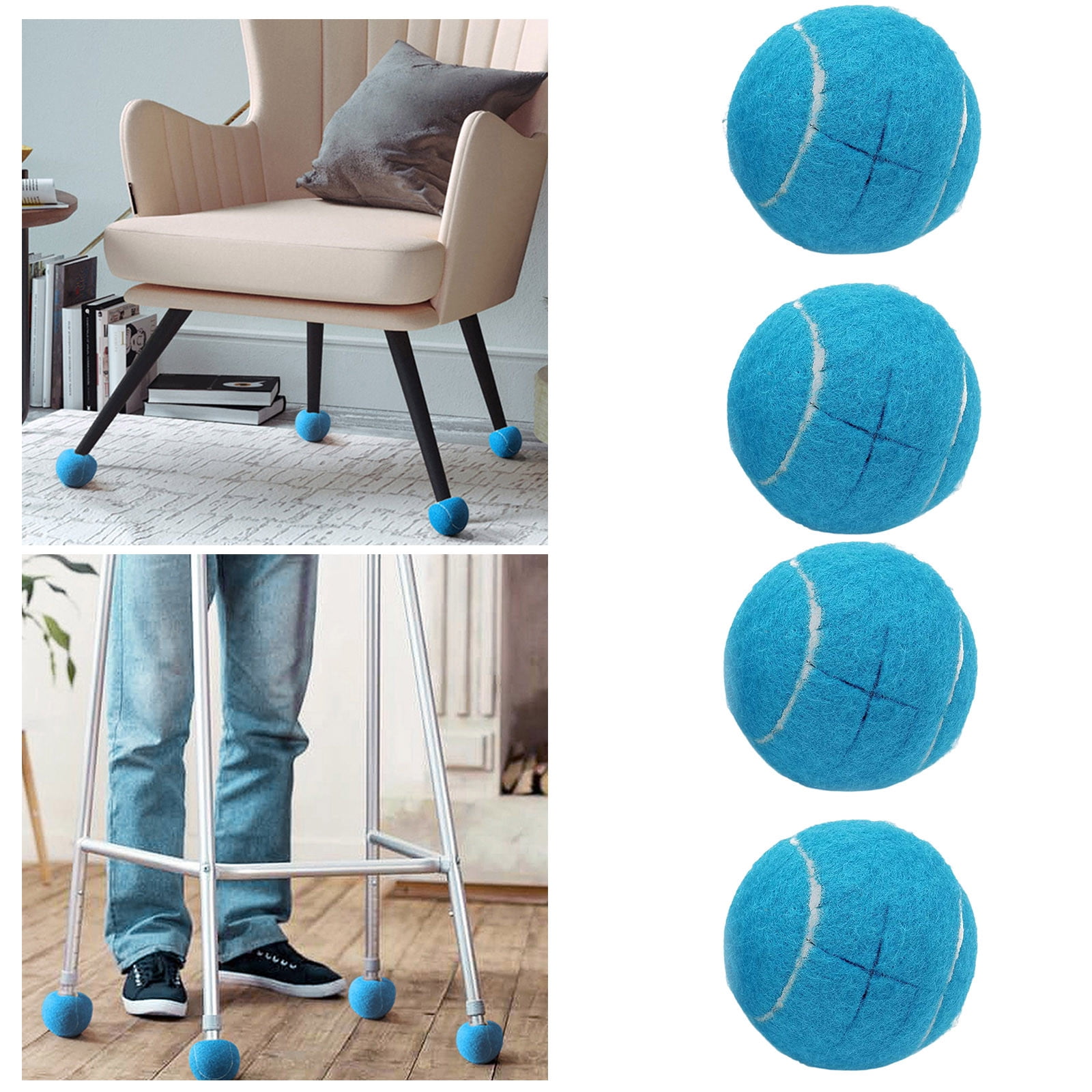 Blue Precut Tennis Balls Cover Glide Balls 4Pcs Tennis Balls For