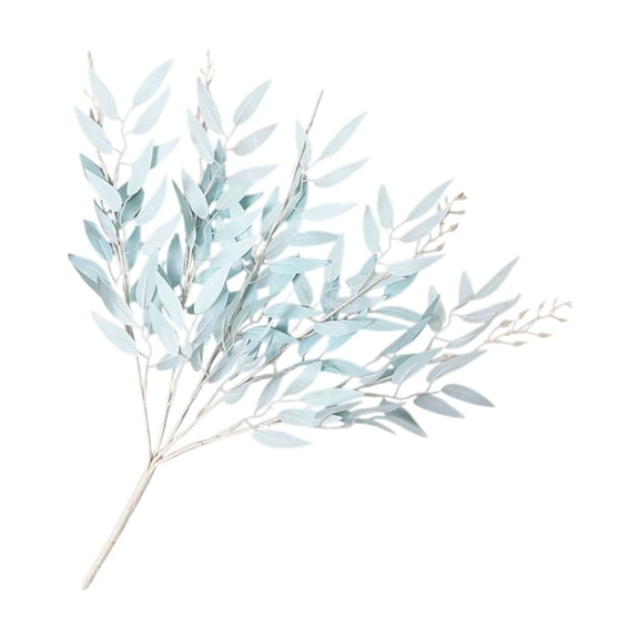Blue Premium Artificial Willow Leaves Home Decor Plastic Greenery Arrangement Blue Decorative Foliage Realistic Fake Plants #55Z8S