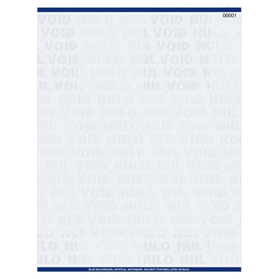 Blue Premium Prescription Security Laser RX Sheets 8.5 x 11 (1,000) (No Perforations)