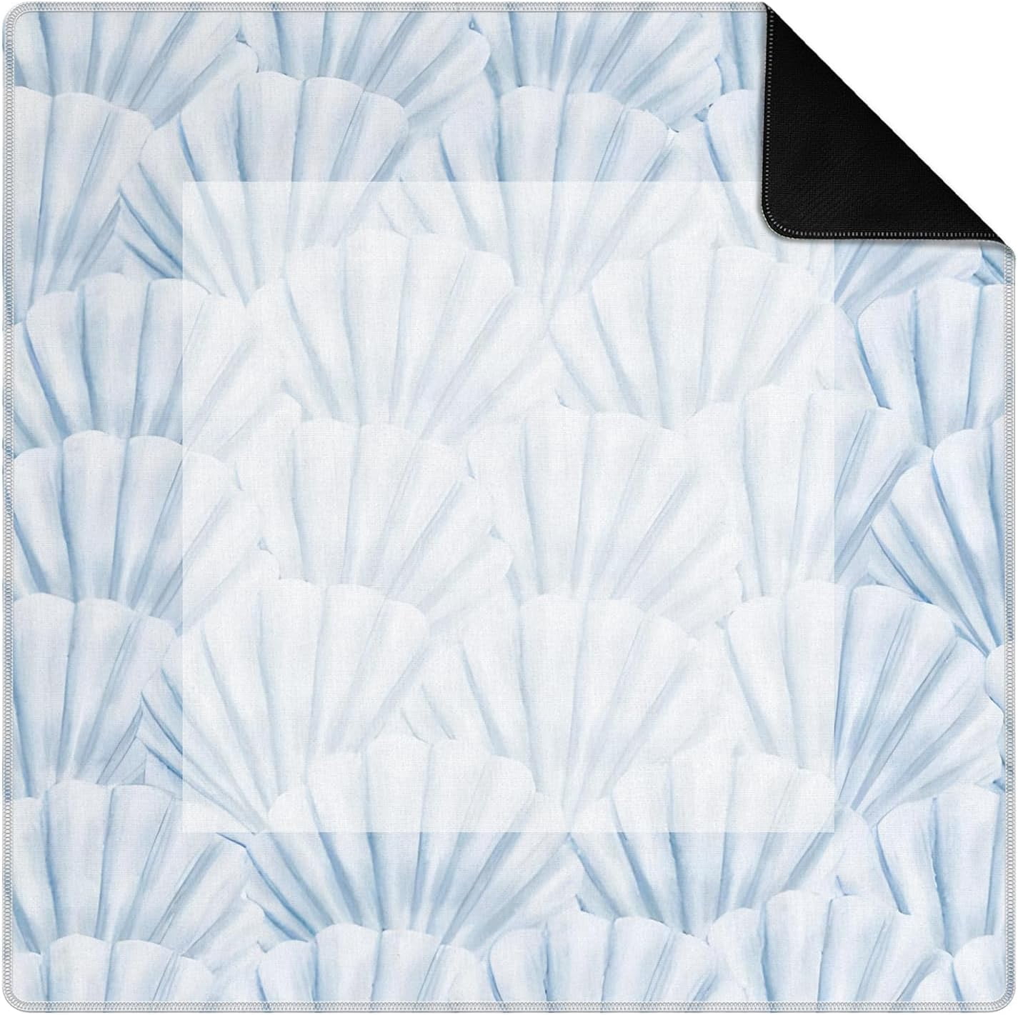 Blue Preppy Beach Seashell Coastal Mahjong Mat for Table 31.5 x 31.5 in, Pastel Blue Summer Beach Non-Slip Noise Reduction Game Table Cover for American Mahjong Card Board Tile Games