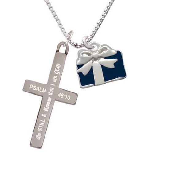 Blue Present - Be Still and Know - Cross Necklace