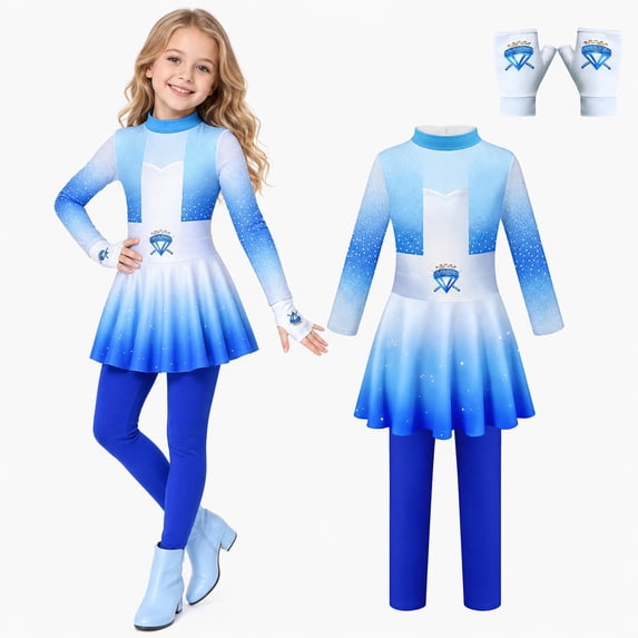 Blue Princess Dress Halloween Costumes, Rise of Red Cosplay Costume with Gloves, Movie Character for Halloween Cosplay Party Masquerade, 150