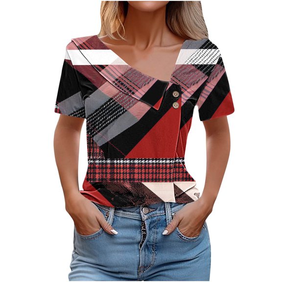 Blue Print Blouses for Women Graphic Tees Vintage Womens Summer Tops With Sleeves Crew Neck Tops Grey