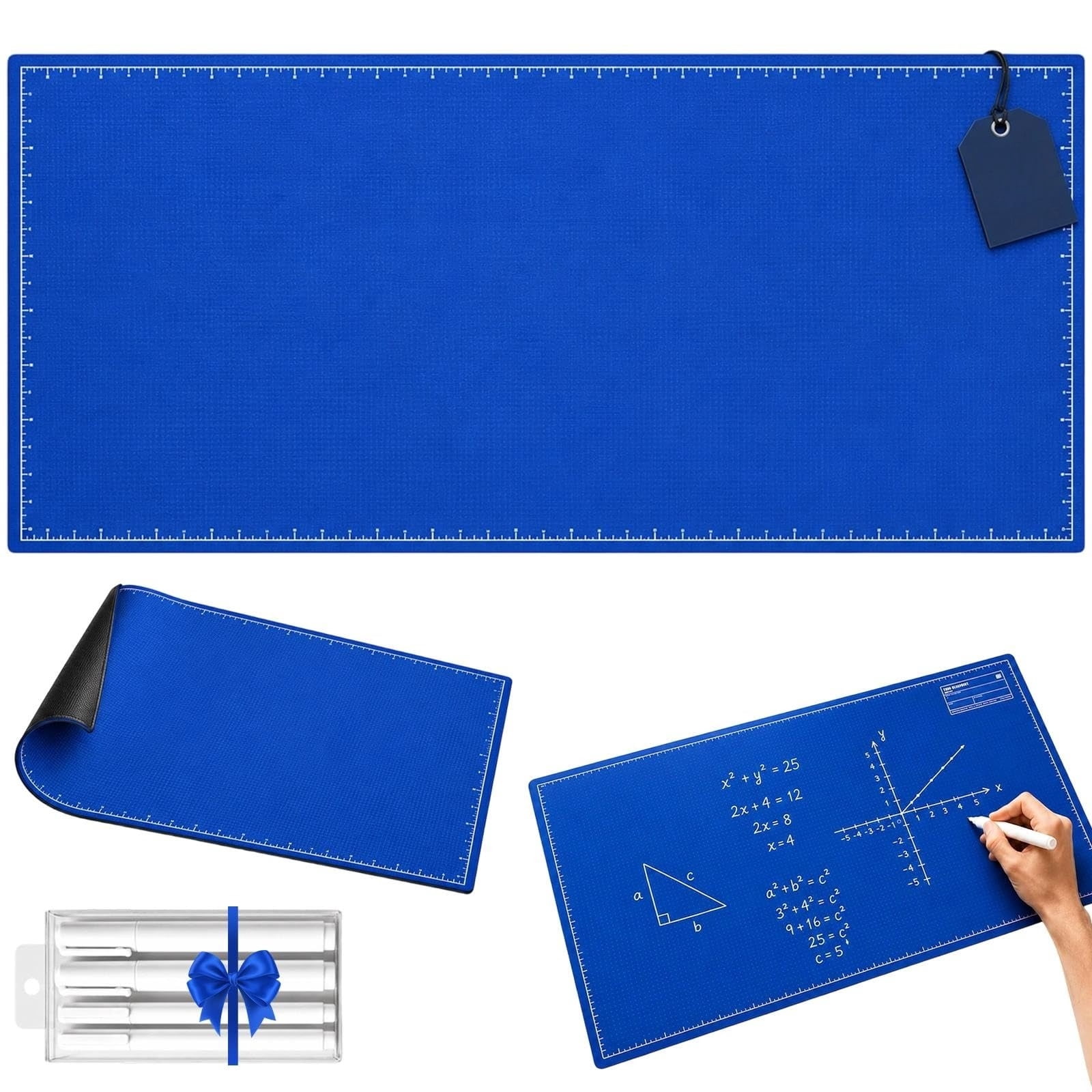 Blue Print Desk Mat Writable Dry Erase Engineering Reusable Double ...