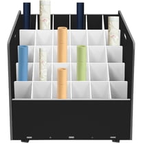 Blue Print Storage Organizer, 30 Slots Mobile Roll File Cart, Construction Plan Holders, Blueprint Cabinet with Wheels and Removable Dividers, Roll Files Storage for Office and Home (Black, 30 Slots)