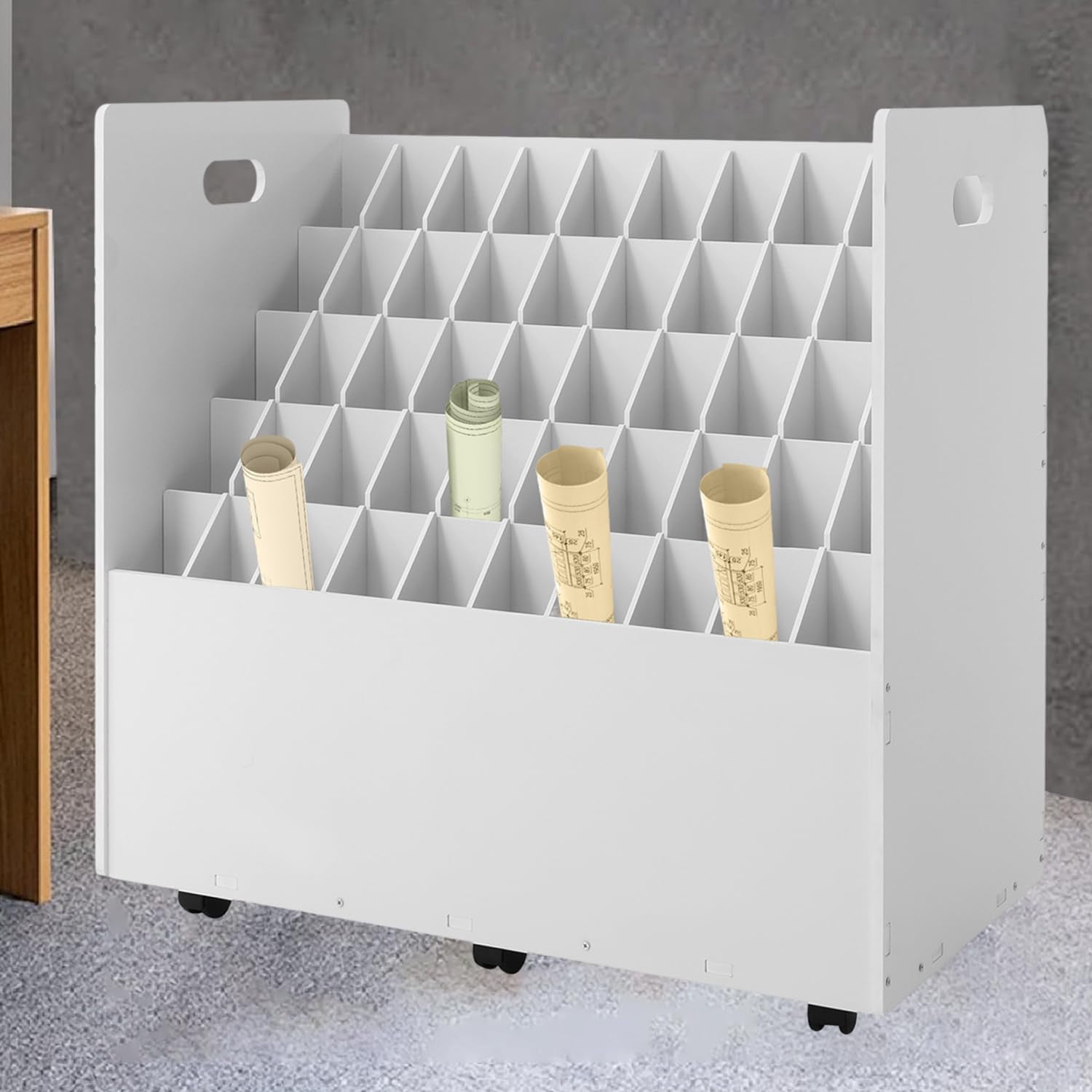 Build File Storage Blue Print Storage Organizer 50 Slots Mobile Blueprint Storage Cabinet ...