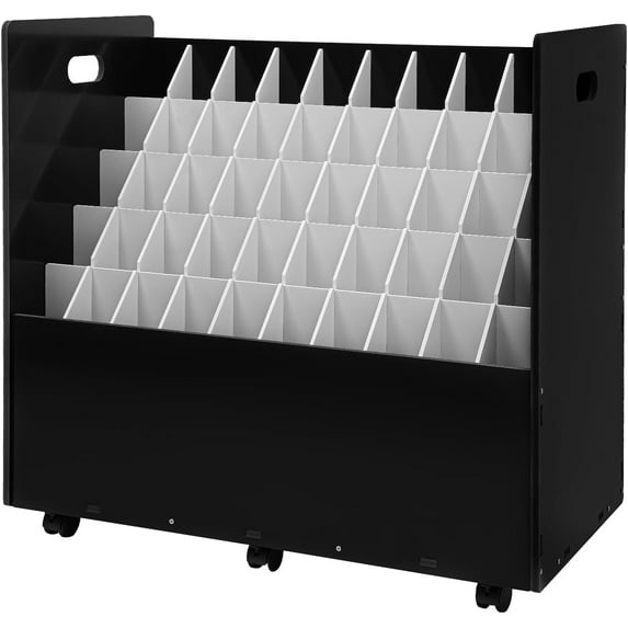 Blue Print Storage Organizer, 50 Slots Mobile Roll File Cart Blueprint Cabinet with Wheels File Storage Rack Roll Document Holder for Office and Home (Black)