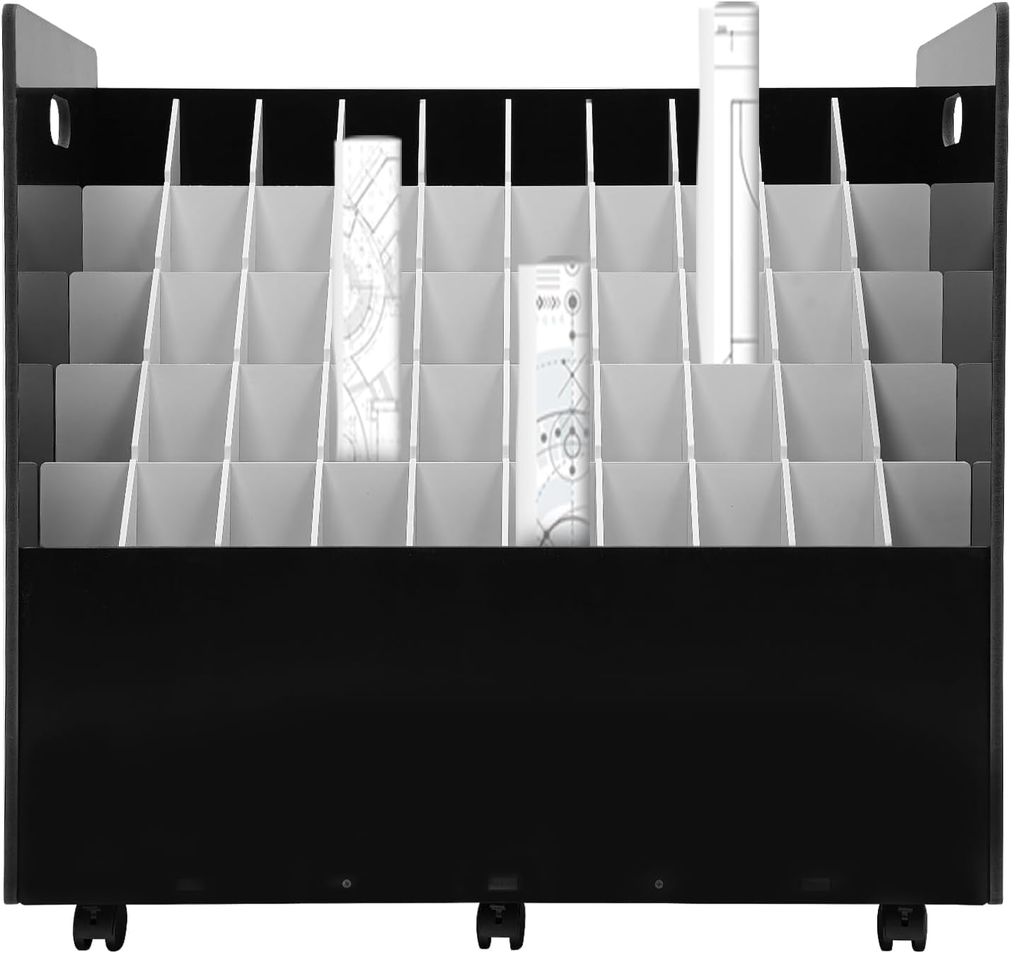 Movable File Storage Blue Print Storage Organizer, 50-slot Roll File Organizer, Movable File ...