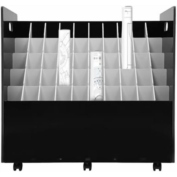 Blue Print Storage Organizer, 50-slot Roll File Organizer, Movable File Storage Cart, Roll Document Holder for Office and Home, Black