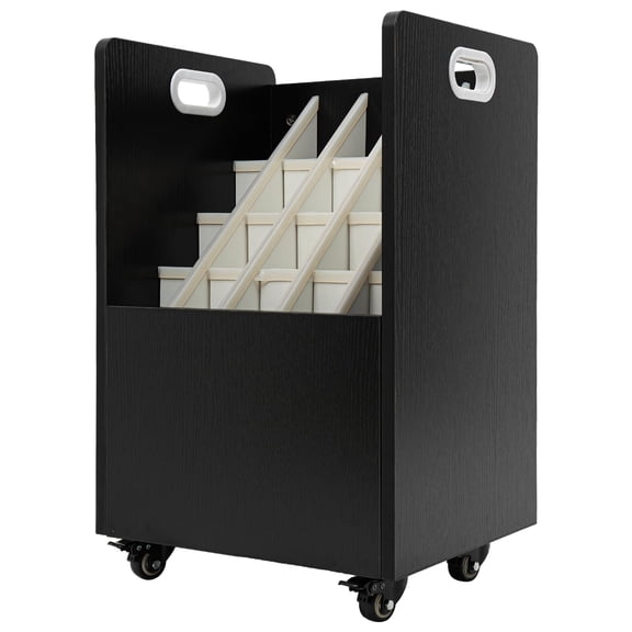 Blue Print Storage Organizer with Wheels, 50 Slots Mobile Blueprint Storage Rack Cart, Construction Plan Holder Roll Files Cart Map Poster Storage Cabinet for Office Home School, Black